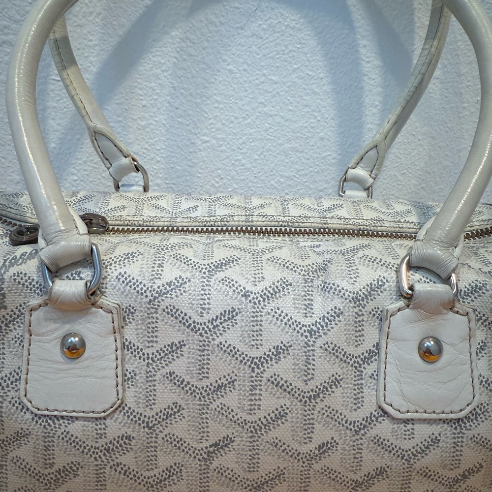Authentic Authentic Goyard White Leather Goyardine Croisière Boston Duffle Bag - Picture 4 of 16